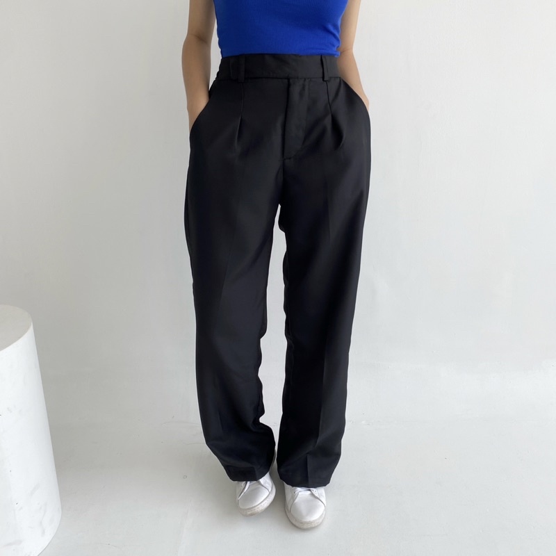 URI PANTS - POSHA Celana Panjang Highwaist Trousers Korean Basic Long Pants Highwaisted