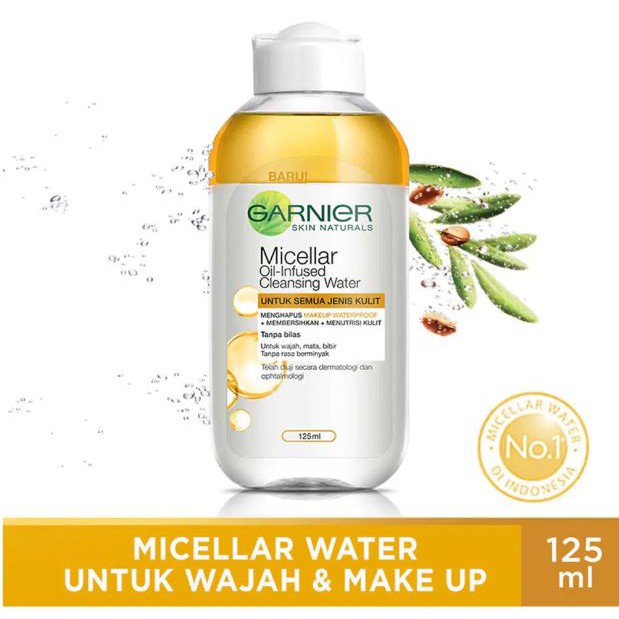 Garnier Micellar Water Oil Infused 125 ML Skin Care Pembersih Makeup Wajah Waterproof 125ml