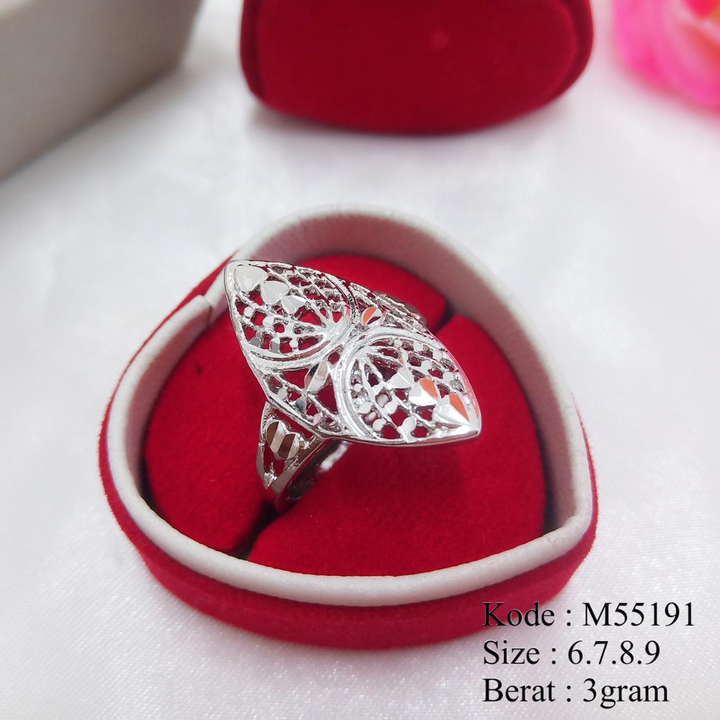 [BAYAR DITEMPAT] T55191 Cincin Bunga Kenari Silver Cantik Imitasi Lapis Emas Tiara Fashion Jewelry
