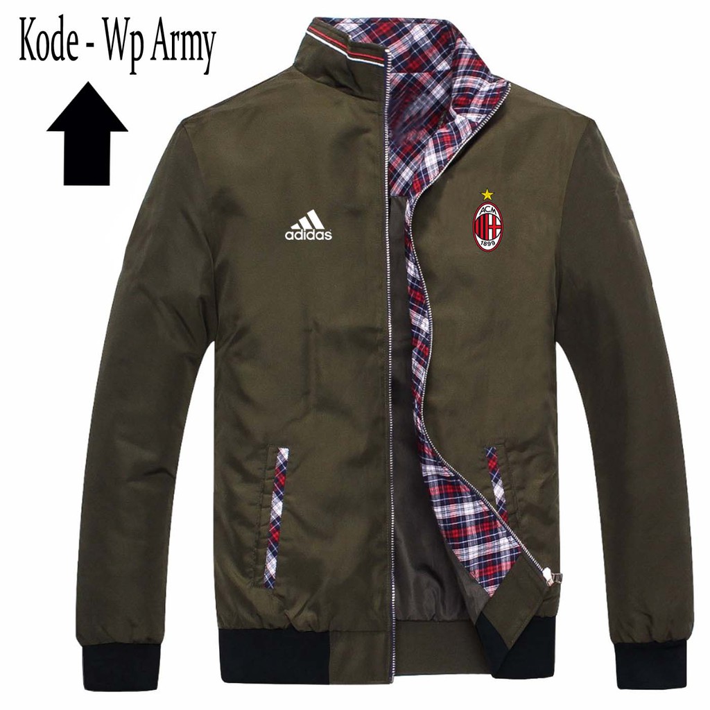 TERBARU  JAKET PRIA TEBAL WATERPROOF AC_MILAN BIG SIZE SESUAI GAMBAR BISA COD / JAKET PRIA / JAKET M