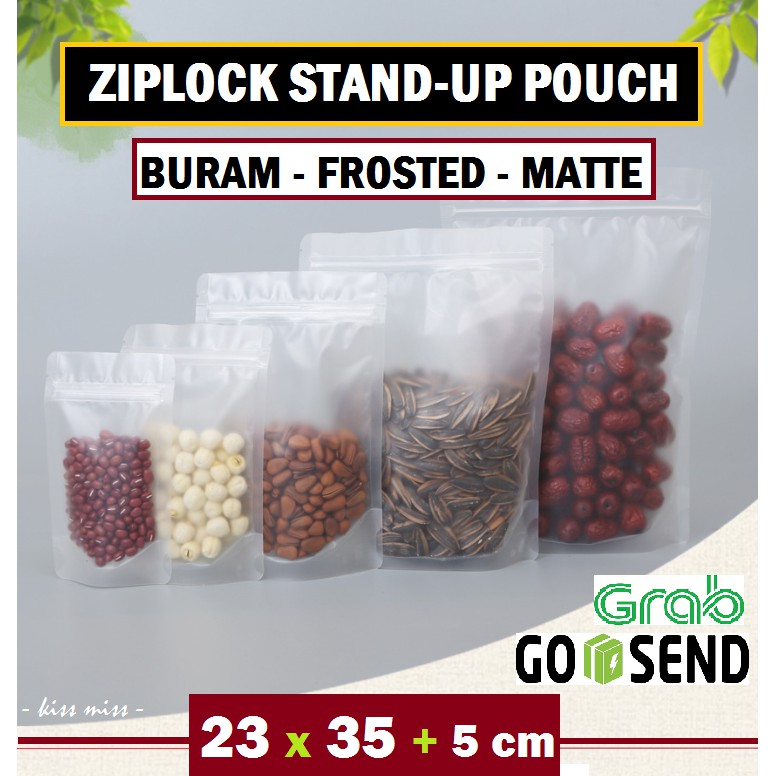 BURAM - Standing Pouch 23x35cm - Ziplock - Kemasan Snack Kopi - Plastik - Frosted