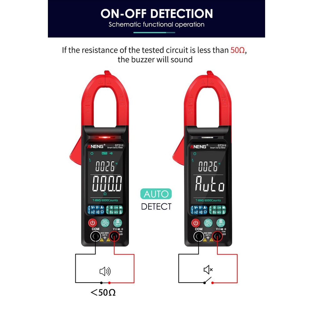 Solighter Digital Clamp Meter Data Show 6000hitan Layar Warna Besar Ampli Mobil Hz NCV Ohm Test Ammeter