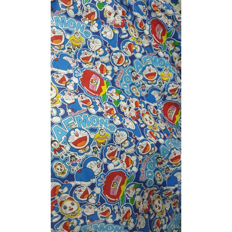 Kain Katun Doraemon Set Bahan Sprei Motif Anak Lucu