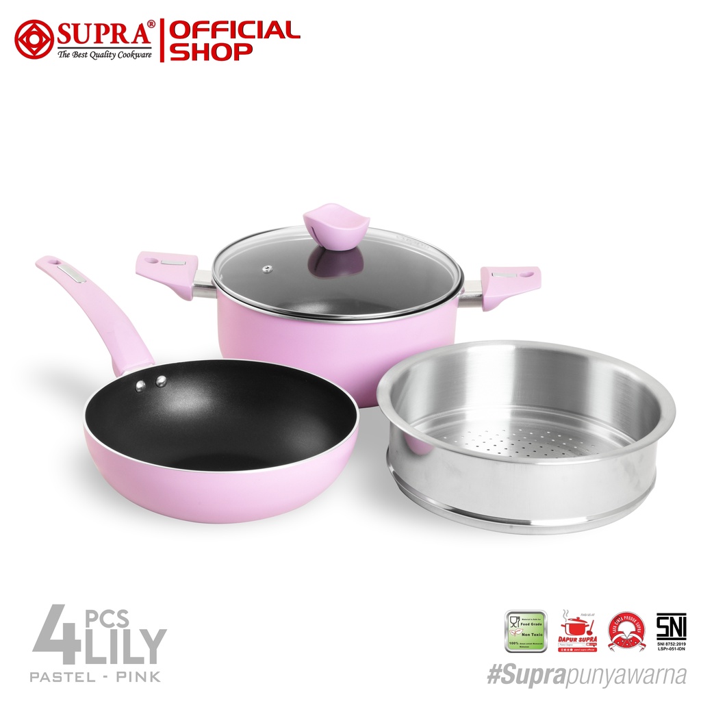 SUPRA Panci Anti Lengket Set Lily 4 Pc - Pink