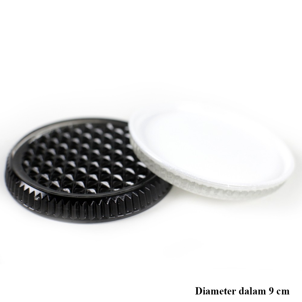 FM - Tatakan Pot Glass Pad Bunga 8 cm Series Piattino Black And White Kaca