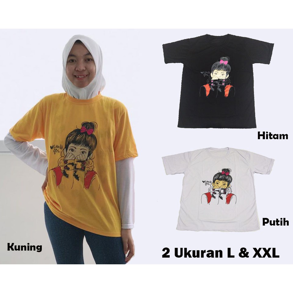 Kaos Oblong Lengan Pendek Gambar Cewek berponi