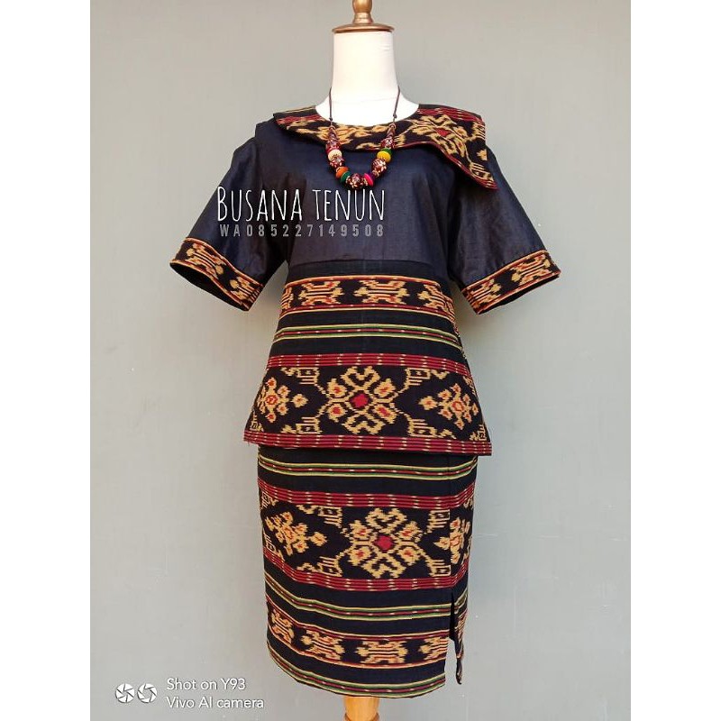 SETELAN TENUN ROK BLOUSE DAN KEMEJA  ntt, polos hitam TOYOBO