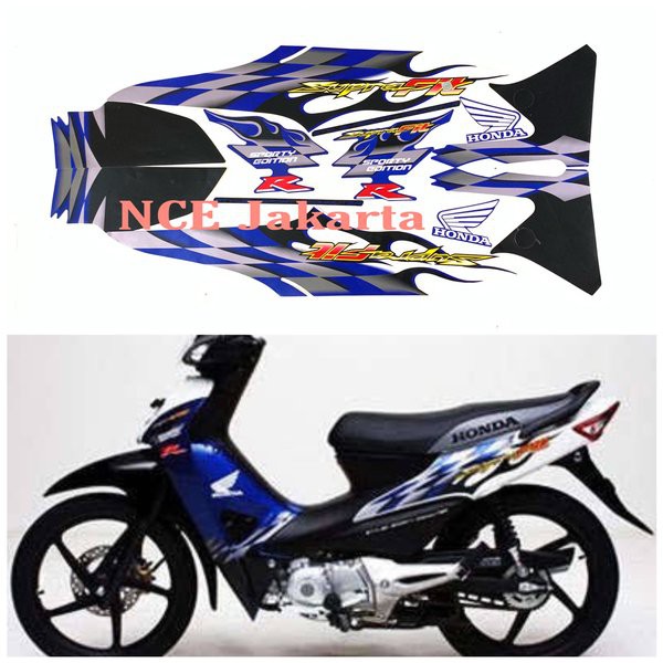 STIKER STRIPING SUPRA FIT 2006 SPORTY EDITION BIRU PUTIH