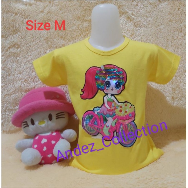 Kaos Anak Perempuan Lampu LED LOL Usia 3-4 Tahun Baju Anak Perempuan Unicorn Atasan Anak