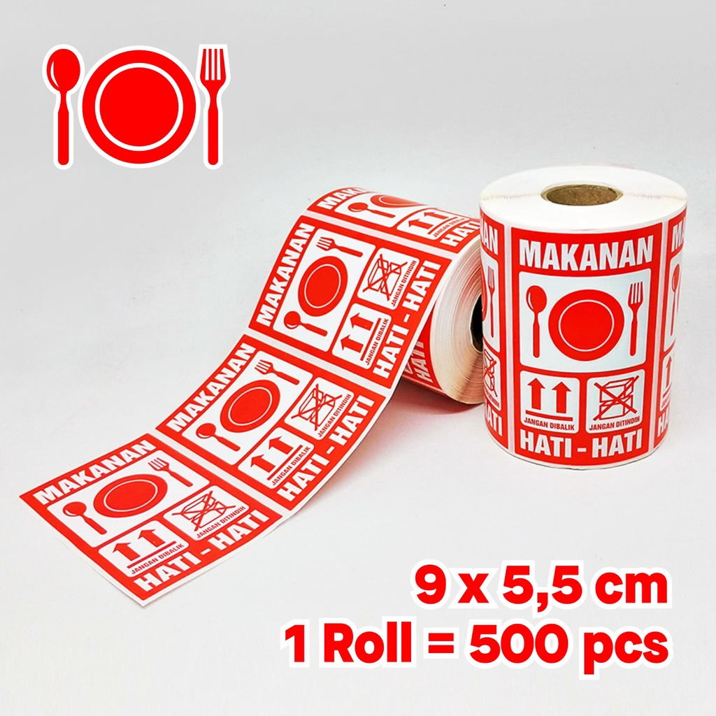 

Mi Sticker Label Fragile Food Delivery Stiker Pengiriman Makanan 9 x 5,5 Cm (1 Roll/ 500 Pcs)
