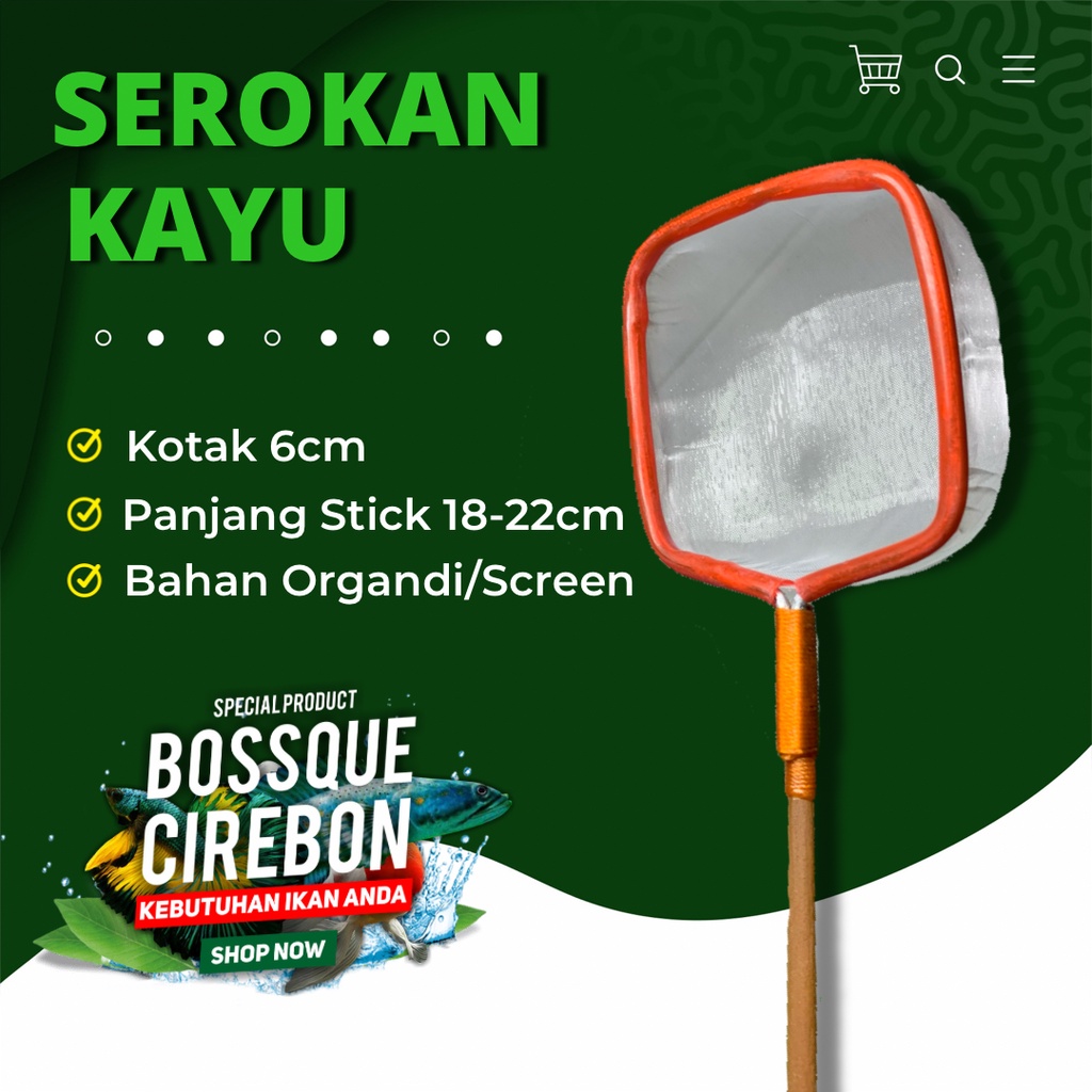 Serokan Ikan Cupang KAYU KOTAK 6cm Seser Saringan Sauk Ikan Hias Jentik Kutu Air