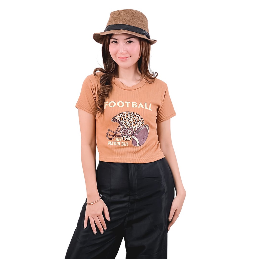 BEFAST - ZEC OOTD Wanita Kaos Crop ADTHA / Football Crop Top RIB / Pakaian kaos Crop / Tshirt Kaos Santai Perempuan / Kaos Crop Kekinian Remaja Wanita / Tshirt Lengan Pendek / Kaos Santai Wanita / Termurah / Tshirt Motif