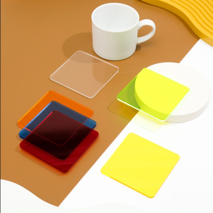 Tatakan Gelas Akrilik Transparan Kotak - Acrylic Coaster