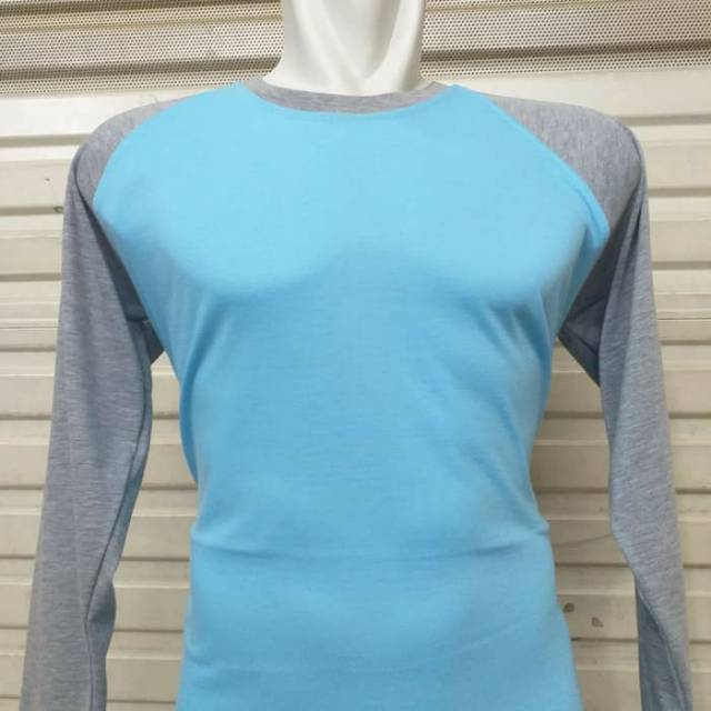 Kaos oblong reglan biru laut kimono biru muda tangan panjang murah  seragam