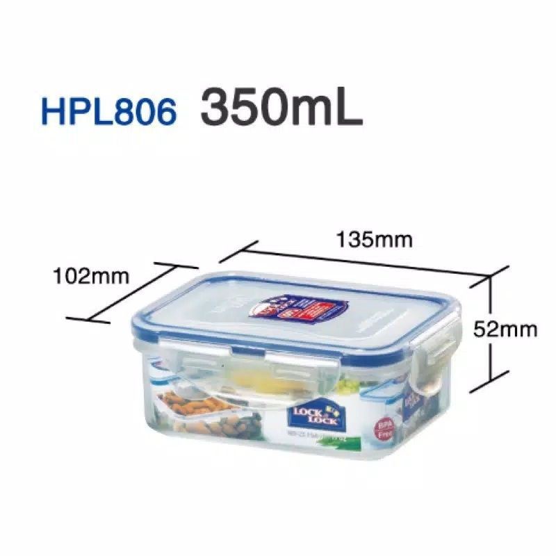 lock&amp;lock tempat makan 350ml &amp;1.3L