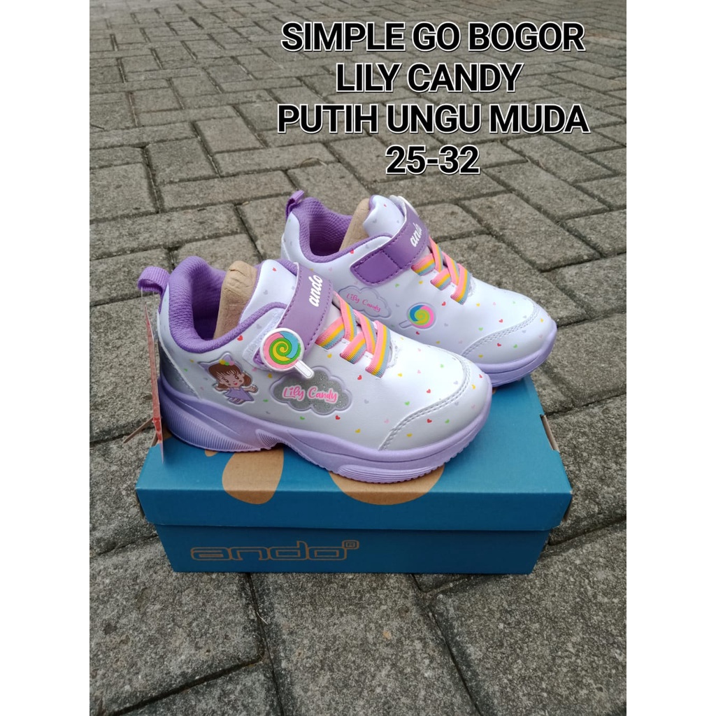 SEPATU ANAK PEREMPUAN TK SD SNEAKERS ANDO VELCRO LILY CANDY AND SMALL BES 25-32