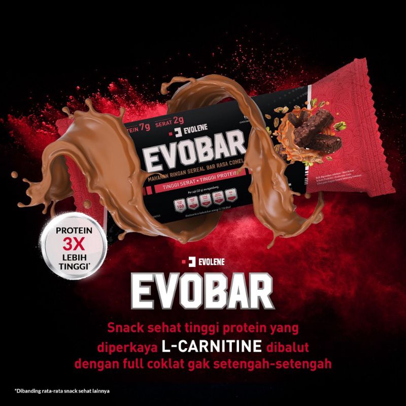 Evolene Evobar 1 box isi 12 pcs Rasa Coklat Protein Bar Snack Sehat