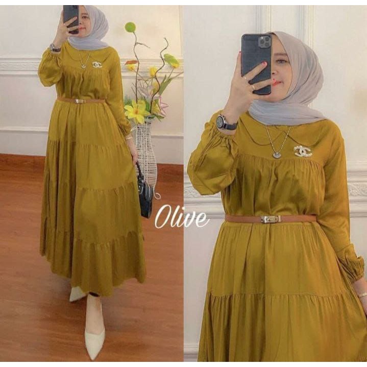 Gamis susun polos | gamis midi canda terbaru Free Bross