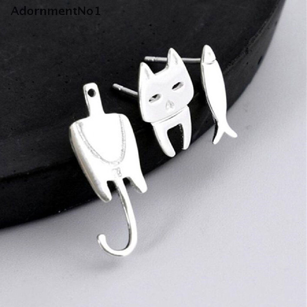 (AdornmentNo1) Anting Tusuk Gantung Asimetris Desain Ikan catfish Gaya simple Untuk Wanita