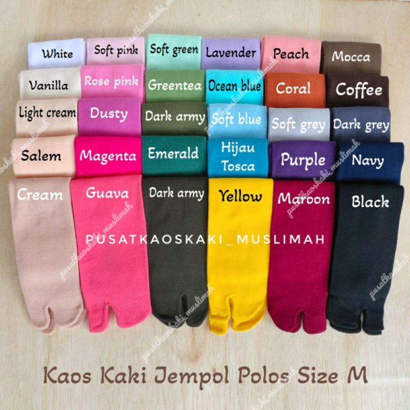 [TERBAIK] KAOS KAKI JEMPOL POLOS 28 WARNA BAHAN NILON LEMBUT LUSINAN [12PASANG]