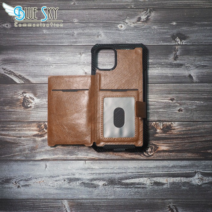 HARDCASE CASE POCKET CARD HOLDER LEATHER IPHONE 11 PREMIUM KEREN