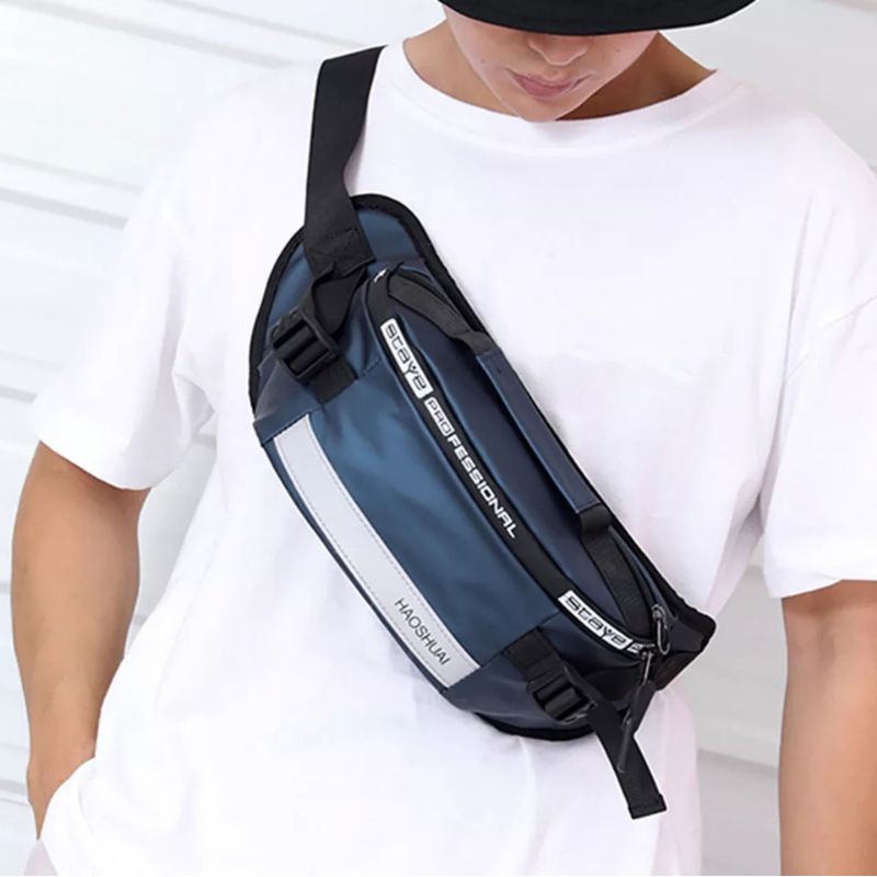 Waistbag - TRM WATERPROOF SPORT 1AX802 Hitam Bisa Muat Banyak Y18 Pria &amp; Wanita Selempang/Pinggang