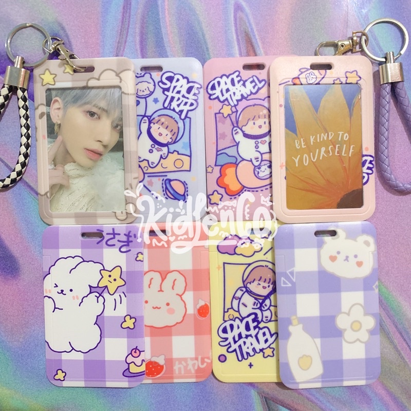 photocard holder 1 sisi pastel ♡ case id card pc kartu kpop warna soft motif lucu