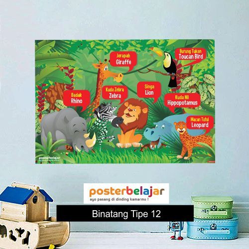 Tipe 12 Poster Pendidikan Seri Binatang Tema di Hutan 