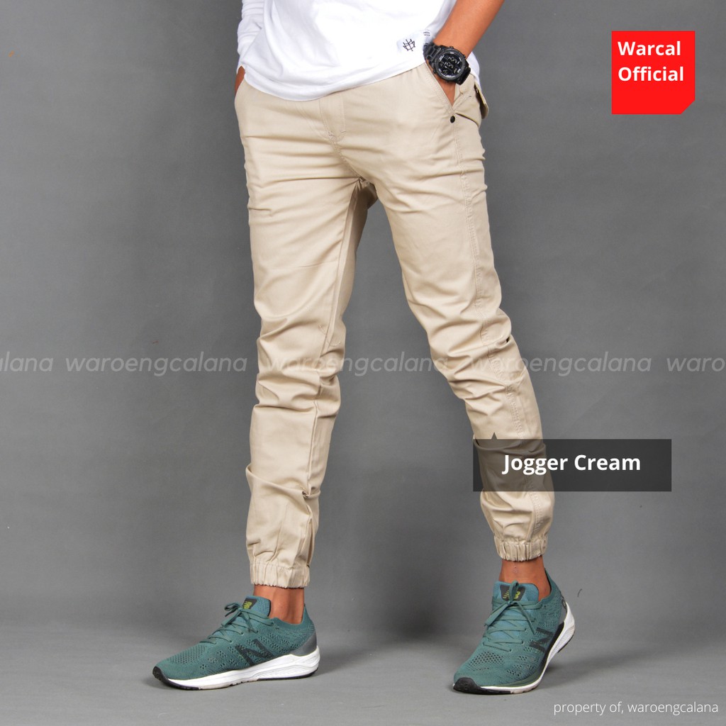 Jogger Pants Cream Celana Panjang Pria