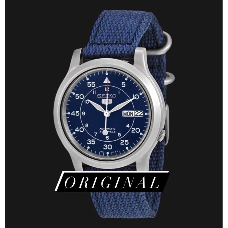 Seiko 5 SNK807K2 Automatic 21 Jewels Blue Military Nylon Strap