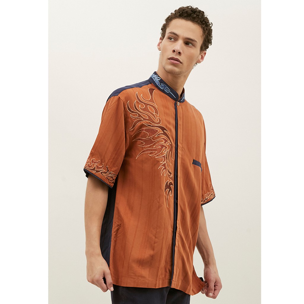AL-AROFI Baju Koko Pria - Semey Moslem Shirt Brown
