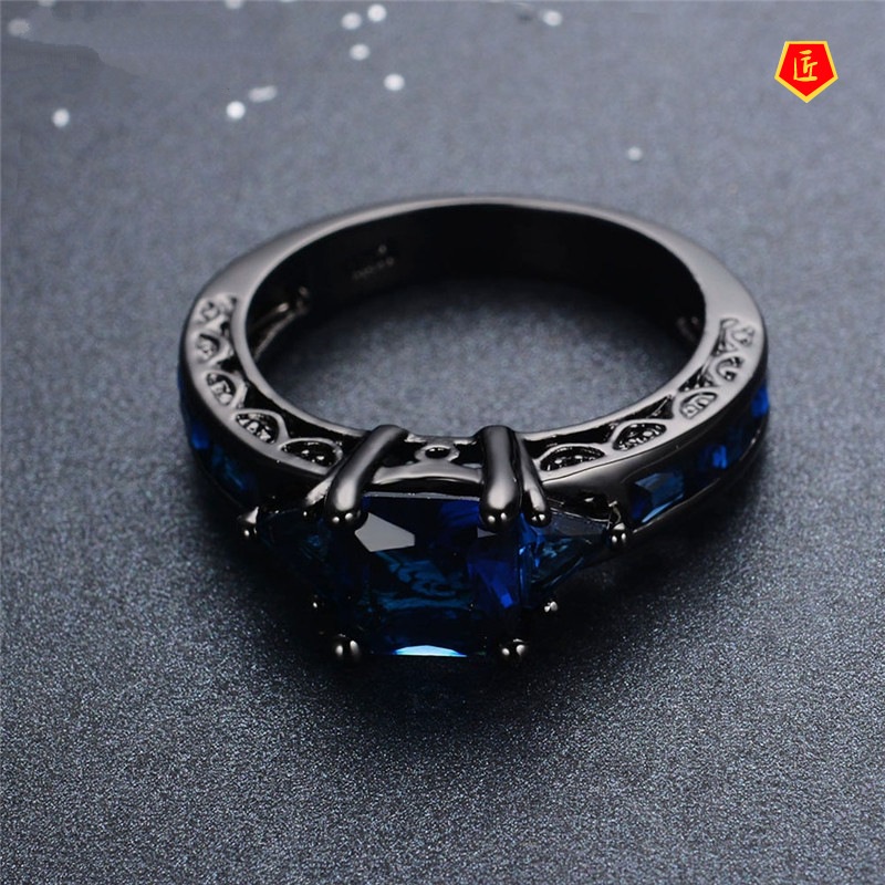 [Ready Stock]Creative Elegant Women's Gem Black Ring Fashion