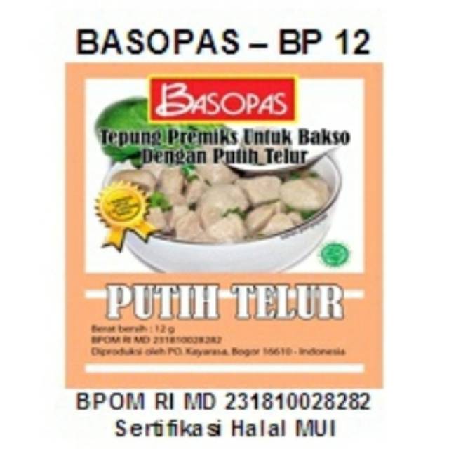 

tepung bakso : Tepung putih telur untuk bakso merk BASOPAS
