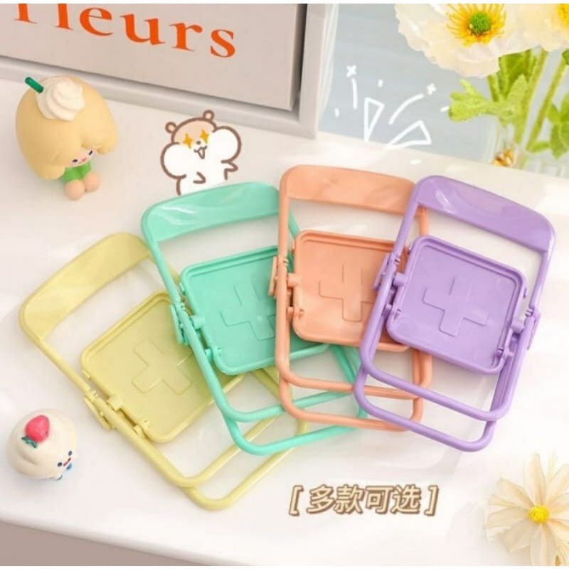 Stand Holder HP Kursi Lipat MACARON - Phone Holder Handphone Mini Folding Chair Macaroon