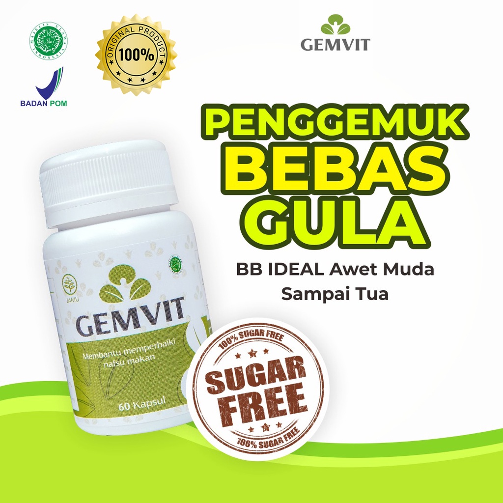 Gemvit obat penggemuk badan bpom anak dewasa pemutih badan permanen 100% ori bpom