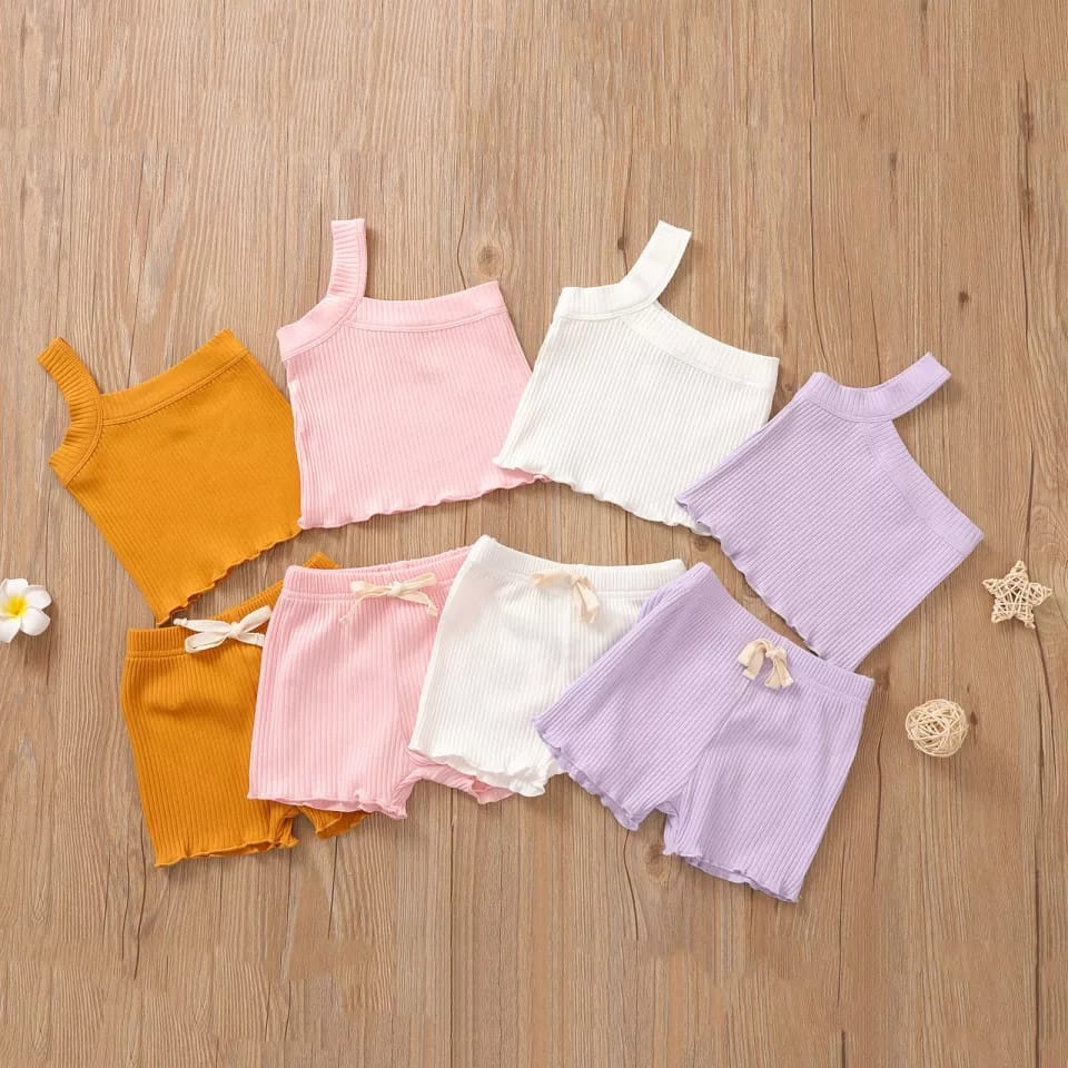 BEFAST - ZTL OOTD Setelan Anak SAILA  SETELAN ANAK ASTRI / Setelan Anak Trendy / Terlaris / Oneset Anak Perempuan Model Terbaru / Pakaian Anak Ke Pantai / Set Atasan Tanktop Tali Satu+Celana Pendek / Oneset Polos Anak / Fashion Anak Perempuan Kekinian