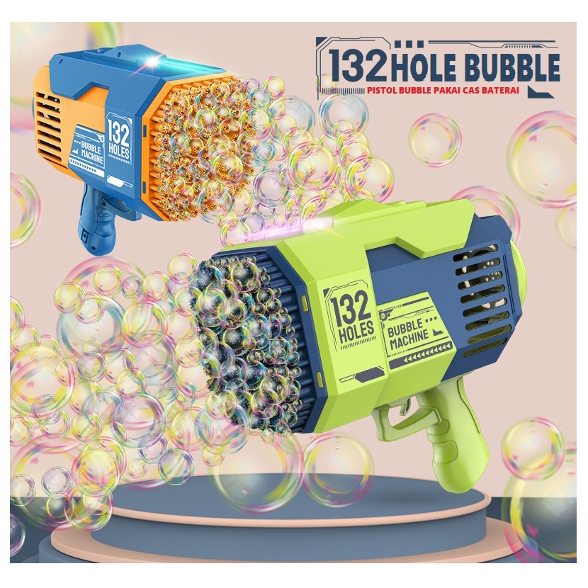 NEW 2022 PISTOL SPRAY BUBBLE 123 HOLE BALON ADA LAMPU / MAINAN ANAK EDUKASI 132 LUBANG MACHINE PISTO