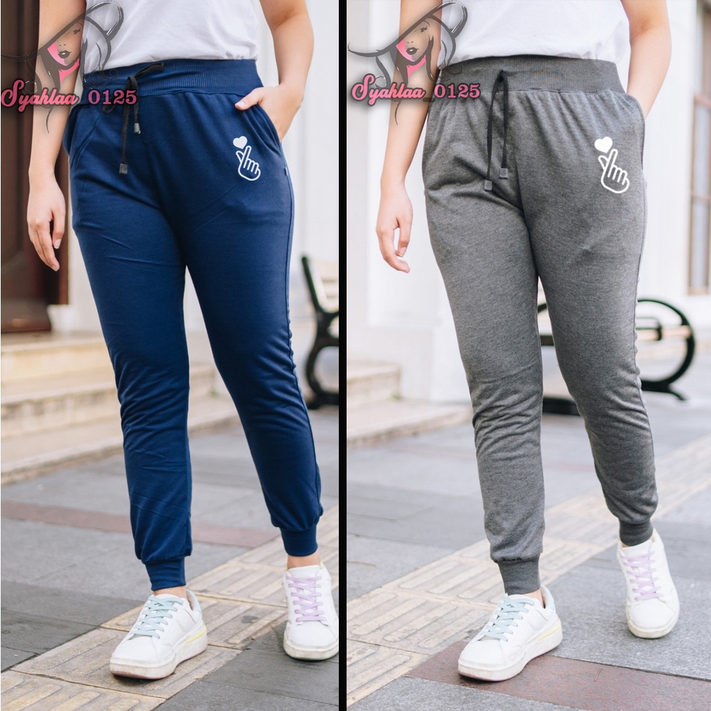 [S M L XL ] CELANA OLGA WANITA JOGER FULL KARET REAL PICT JOGGER,TERENING,TERAINING CEWEK HITAM MNXD