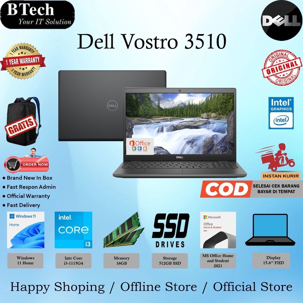 Dell Vostro 3510 Core i3-1115G4 16GB/512GB SSD/Win11H+OHS/15.6"FHD/1YR