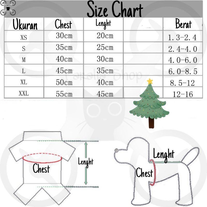 Baju Anjing Kucing Natal Pet Clothes For Christmas Elk Tree Vest Hoodie