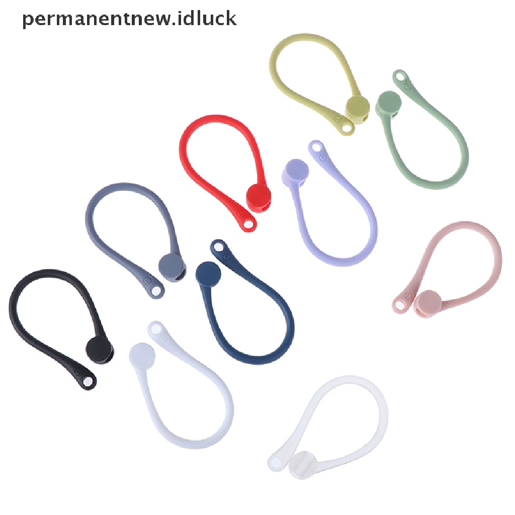 (luckypermanentnew) 1 Pasang Kait Telinga Holder AirPods Anti Hilang Bahan Silikon