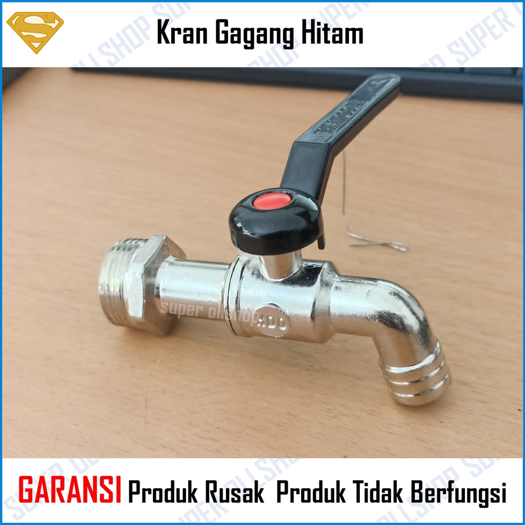 Kran Air Gagang Hitam Keran Besi Kamar Mandi Tembok Taman 1/2&quot; 3/4&quot; Inch