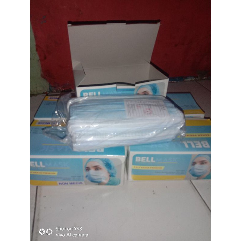 MASKER BELLMASK 3ply isi 50pcs/box non medis KEMENKES