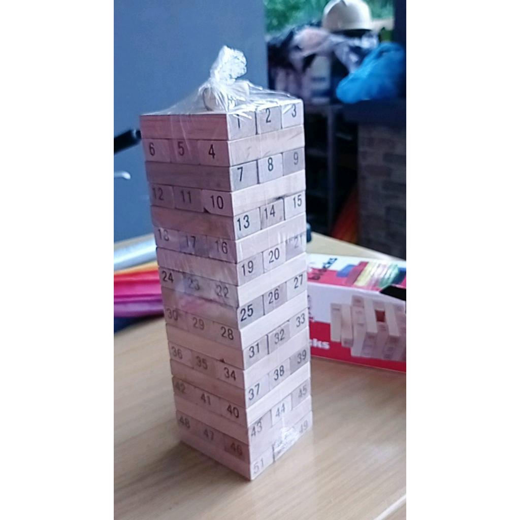 Balok Susun 25 cm Latihan ketangkasan 54 balok Kayu Mainan Edukasi Anak Board Game Wiss Toy Blocks