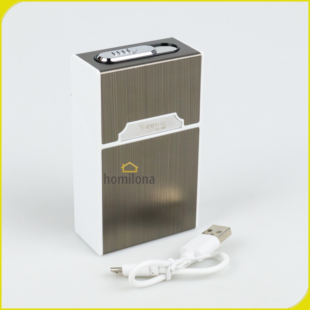 Kotak Rokok 20 Slot dengan Korek Elektrik Pyrotechnic - Firetric YJ110 - Black