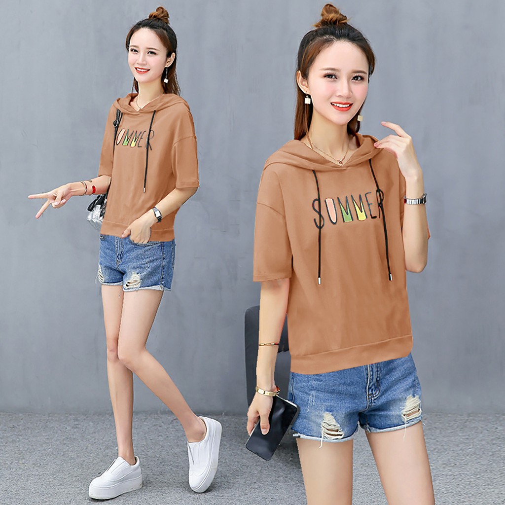 BISA COD,SWEATER HOODIE SUMMER TERBARU-HOODIE CEWEK LENGAN PENDEK KEREN DAN TRENDY TERLARIS