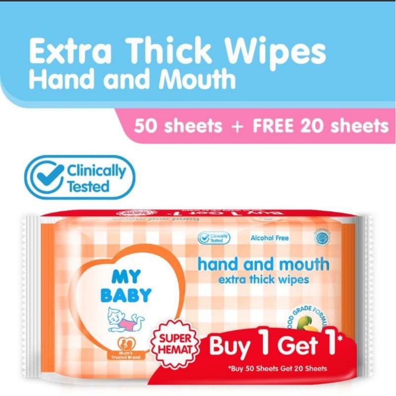 My Baby Extra Care Wipes Tisu Basah isi 50 + Free 50