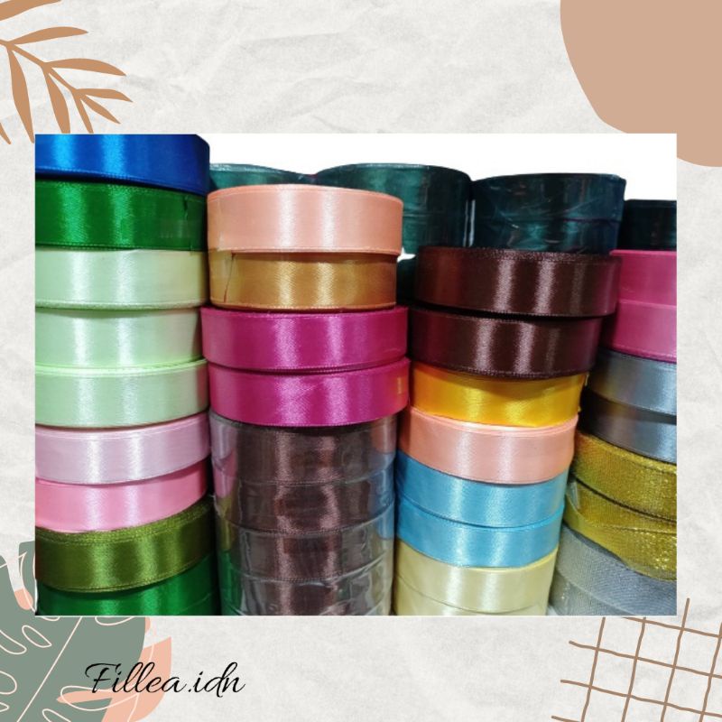 

Pita satin 3/4 2cm untuk bucket - pita kado - pita bunga - pita warna warni