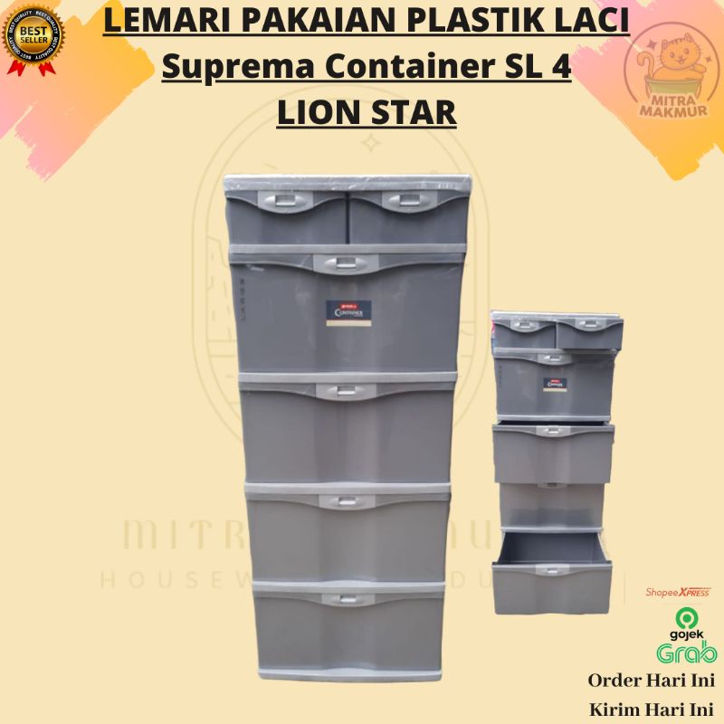 Lemari Pakaian Plastik Susun 4 Lion Star / Suprema Container SL 4