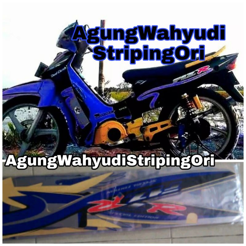 STIKER STRIPING LIS BODY MOTOR YAMAHA FIZ R  CALTEX HITAM BIRU SILVER FIZR F1ZR